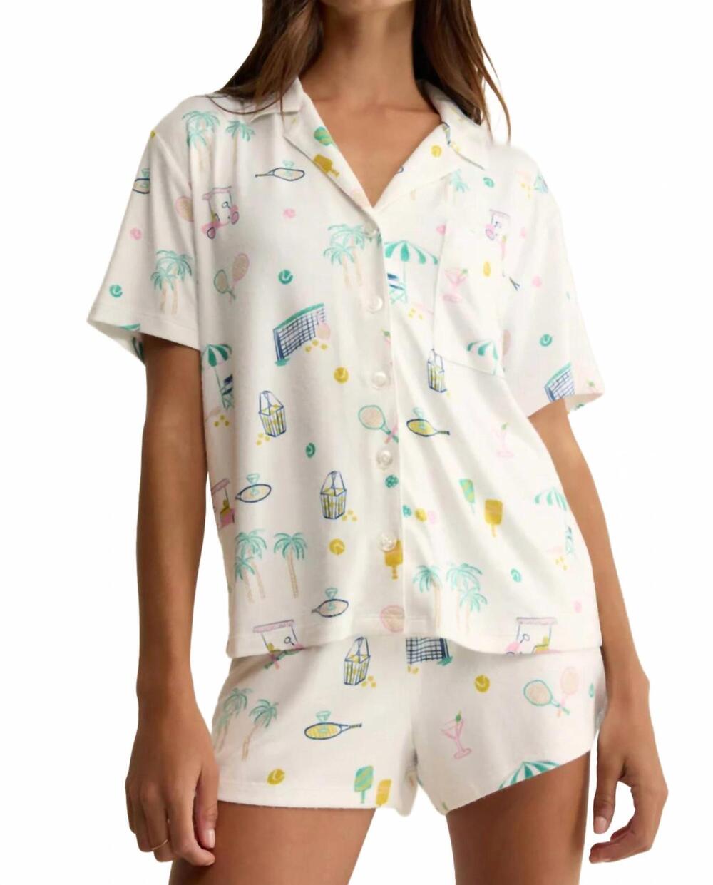 NEW Z SUPPLY courts sports pajama top in white